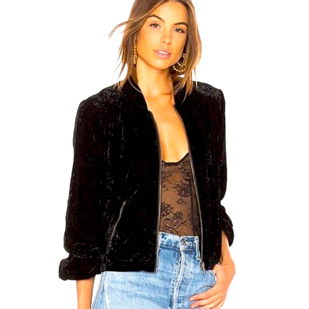 Splendid black velvet bomber jacket